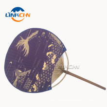 Double side printing paper round hand fan for promotion
